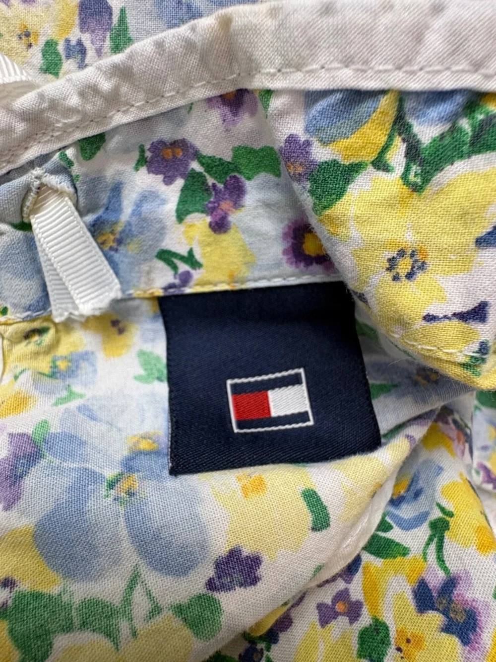 Tommy Hilfiger Blue and Yellow Floral Shower Curtain